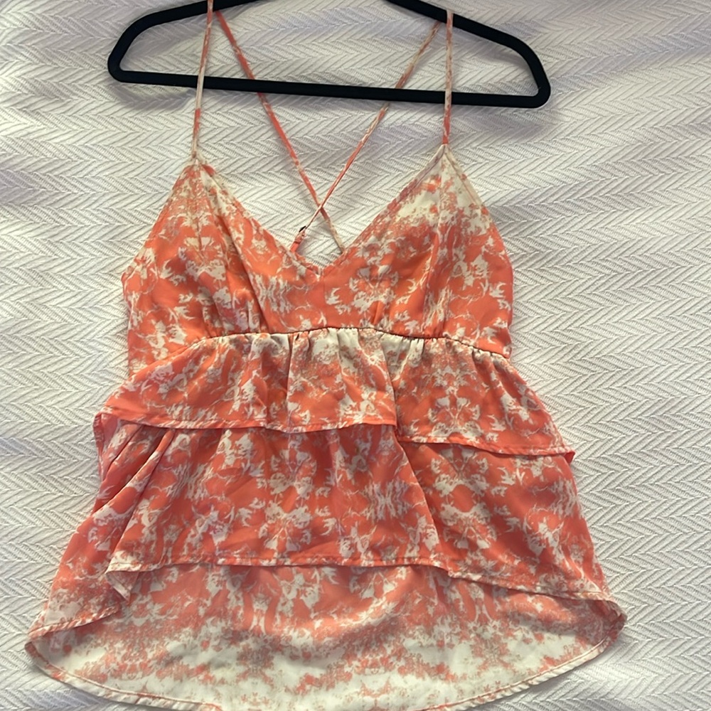 TILDON shirt size mediumm. Adjustable straps, side zipper. Coral pink/white